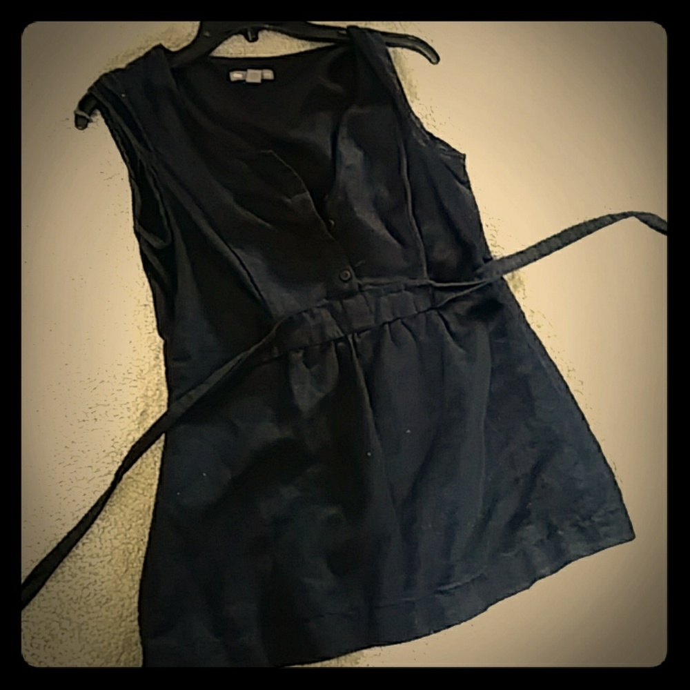 Little black linen blouse